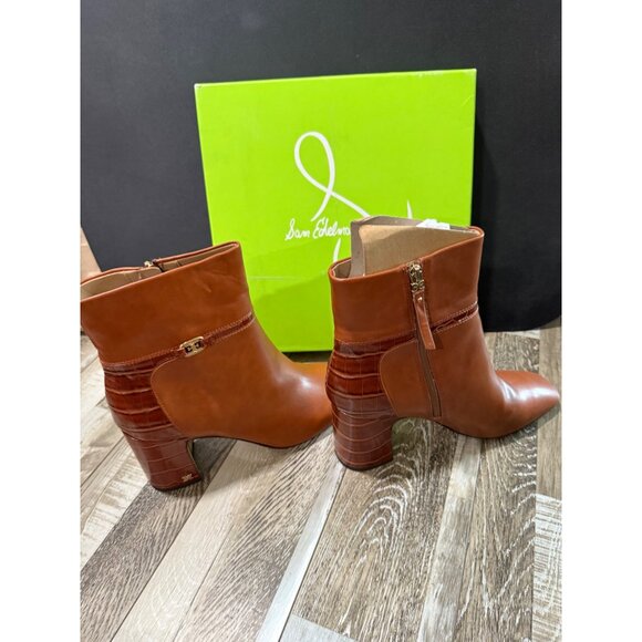 Sam Edelman Womens Florah Croc-Embossed Leather Heeled Boots Size 11M Brown - Picture 4 of 10